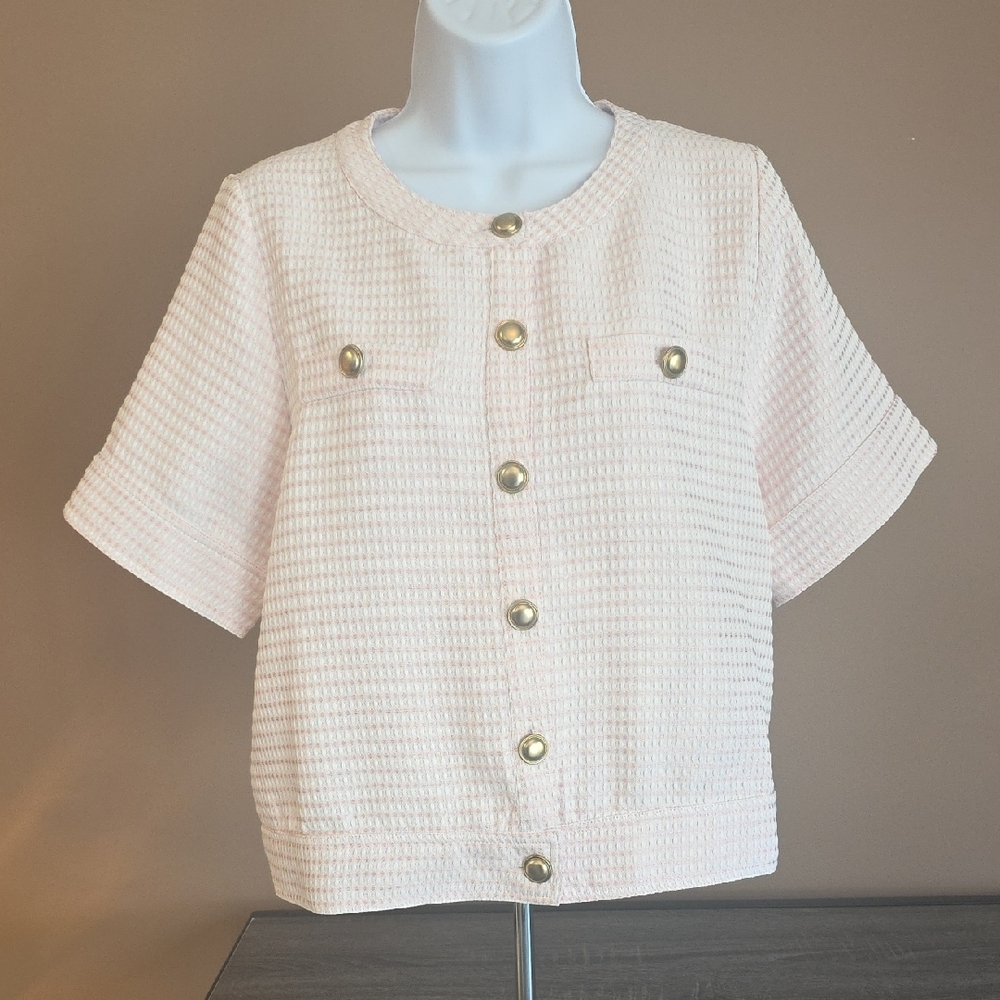 JODIFL Pink and Gold Button Down Shirt